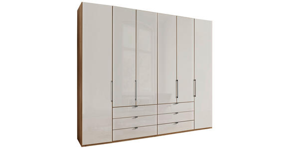 DREHTÜRENSCHRANK 250/216/58 cm,  in Weiß, Eiche Bianco, 6-türig  - Schieferfarben/Eiche Bianco, KONVENTIONELL, Glas/Holzwerkstoff (250/216/58cm) - Dieter Knoll