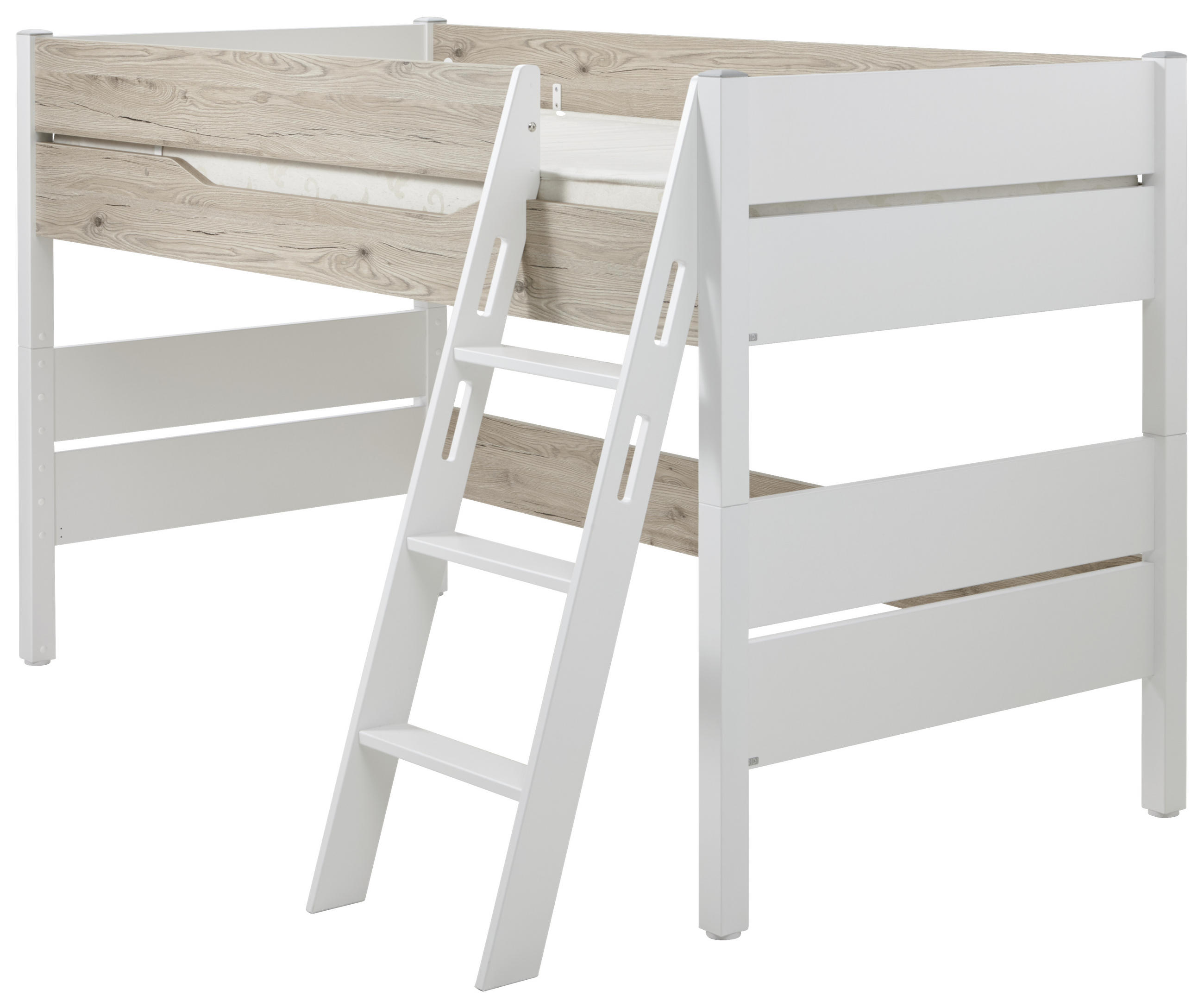 MITTELHOHES BETT 90/200 cm Weiß, Eichefarben - Eichefarben/Weiß, Design, Holz/Holzwerkstoff (90/200cm) - Paidi