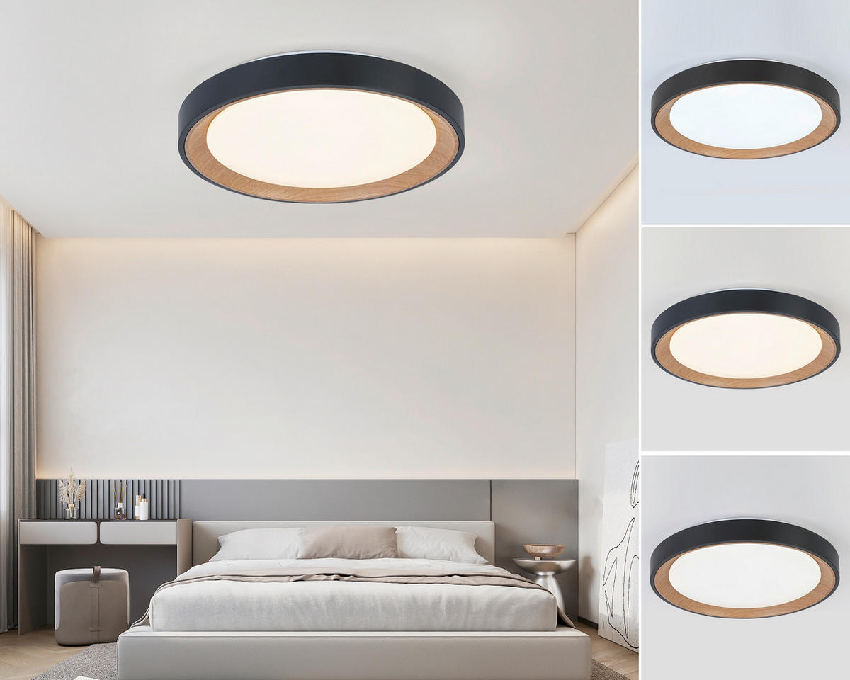 LED PLAFONJERA  - boja hrasta/bela, Trendi, metal/plastika (40/7cm) - Novel