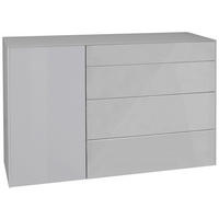 SIDEBOARD Imola  in 131/89/42 cm  - Hellgrau/Schwarz, Design, Glas/Holzwerkstoff (131/89/42cm) - Novel