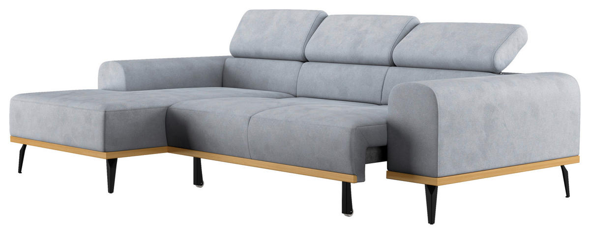 ECKSOFA Hellgrau Mikrofaser  - Hellgrau/Schwarz, KONVENTIONELL, Textil/Metall (157/244cm) - Cotta