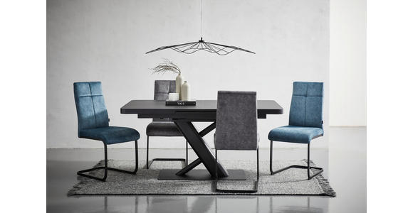 SCHWINGSTUHL in Eisen Webstoff - Anthrazit/Schwarz, Design, Textil/Metall (45/92/62cm) - Novel