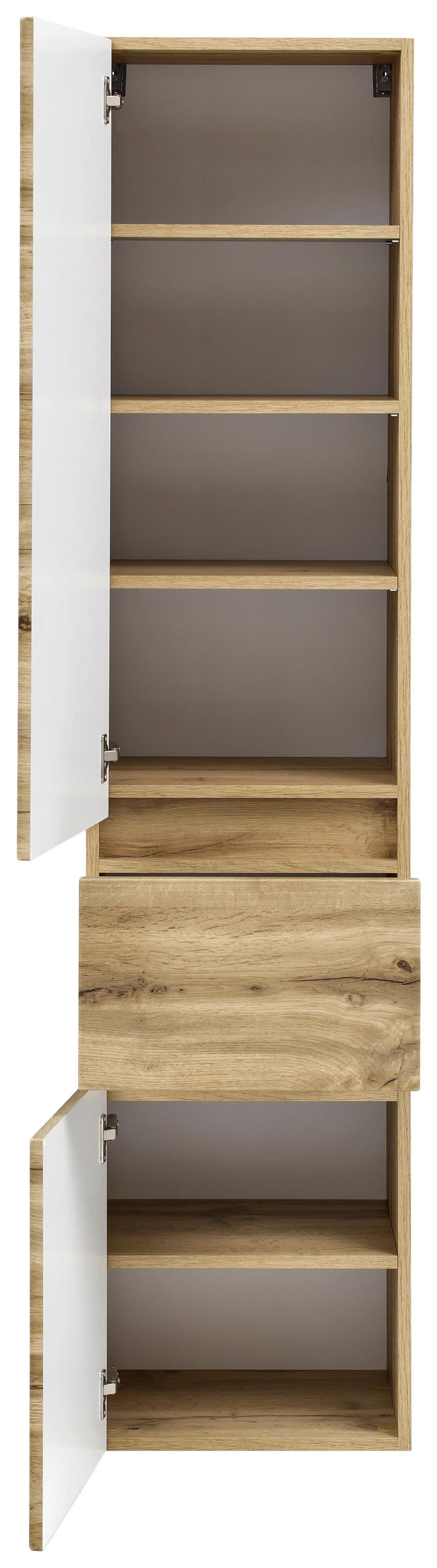HOCHSCHRANK 40/180/35 cm  - Eiche Wotan/Silberfarben, MODERN, Holzwerkstoff/Kunststoff (40/180/35cm) - Held