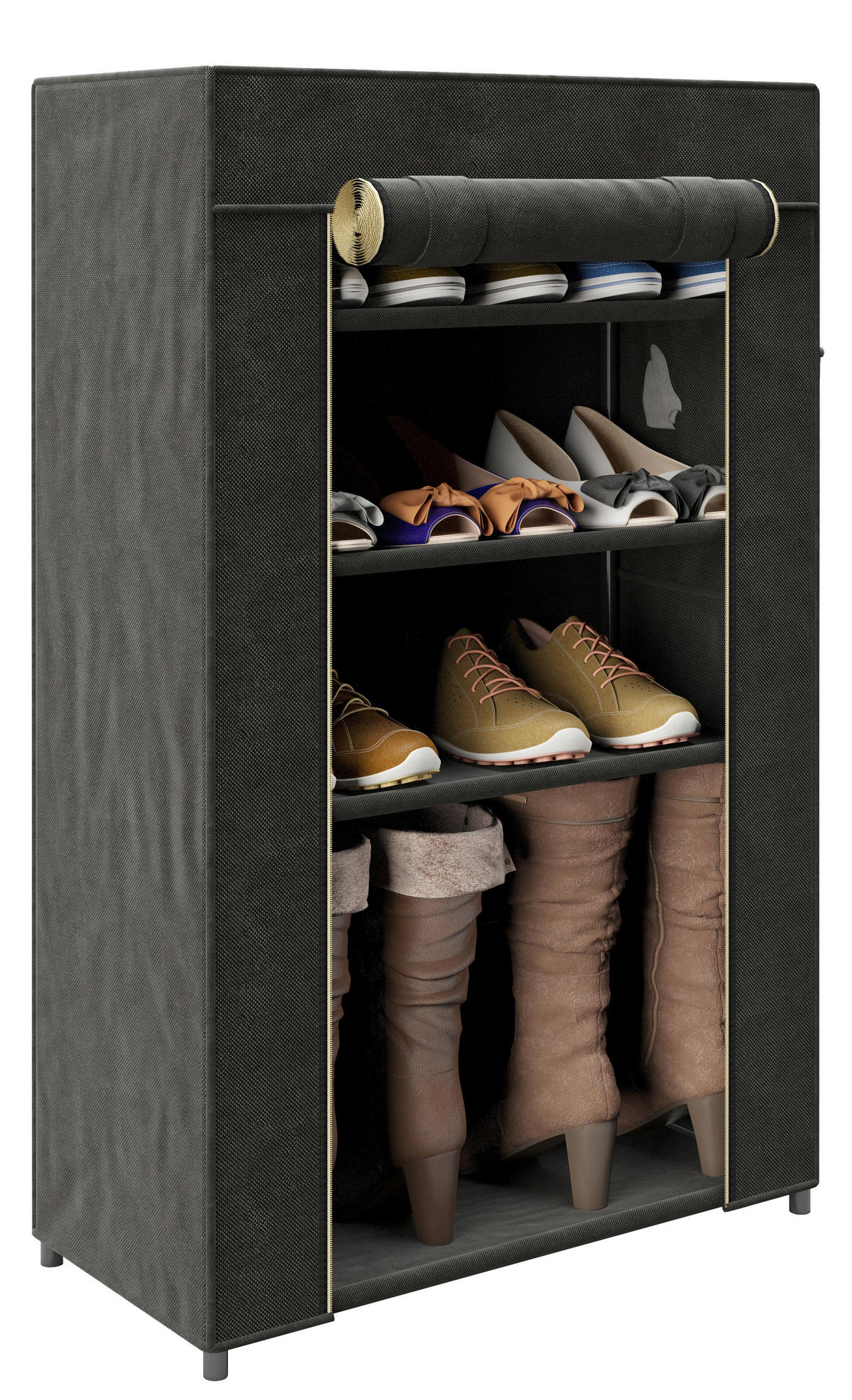 SCHUHSCHRANK PLAYBOY  in 58/90/28 cm  - Schwarz, Basics, Kunststoff/Textil (58/90/28cm) - Playboy