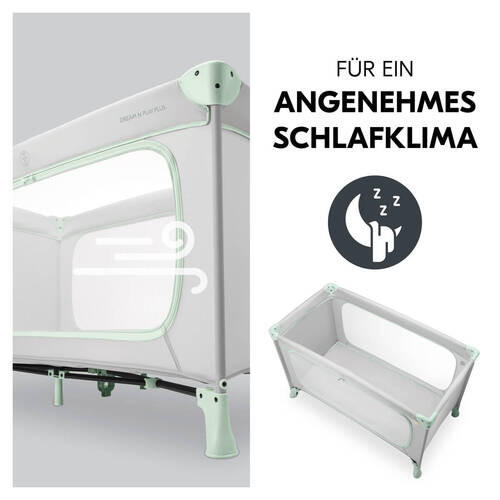 Hauck Reisebett Dream N Play Plus Mintgrün, Greige 65x76x125 cm