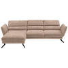 ECKSOFA in Velours Hellbraun  153/283 cm  - Hellbraun/Schwarz, Design, Textil/Metall (153/283cm) - Valdera