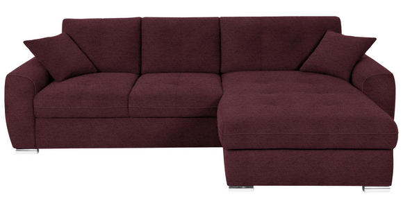 ECKSOFA in Mikrofaser Dunkelrot 276/193 cm - Chromfarben/Dunkelrot, MODERN, Kunststoff/Textil (276/193cm) - Hom`in