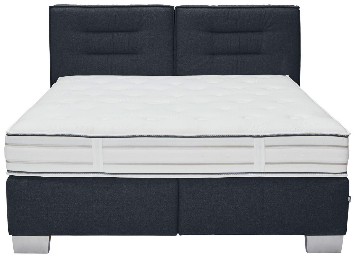 BOXSPRINGBETT 180/200 cm  in Dunkelblau  - Chromfarben/Dunkelblau, Konventionell, Textil (180/200cm) - Dieter Knoll