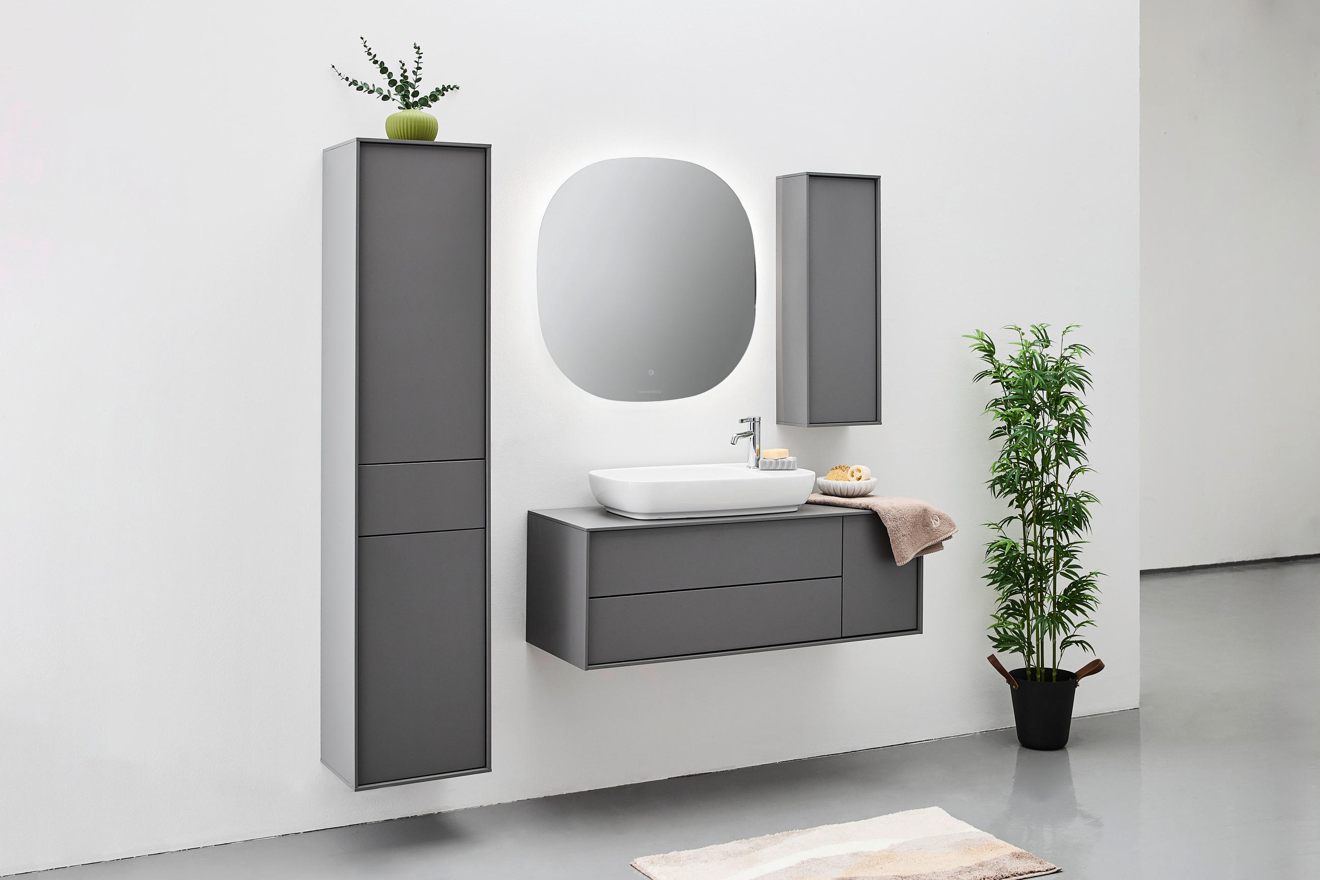 HOCHSCHRANK 40/180/35 cm  - Anthrazit, MODERN, Glas/Holzwerkstoff (40/180/35cm) - Welnova
