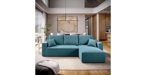 ECKSOFA Türkis Cord  - Türkis/Schwarz, KONVENTIONELL, Kunststoff/Textil (241/138cm) - Carryhome