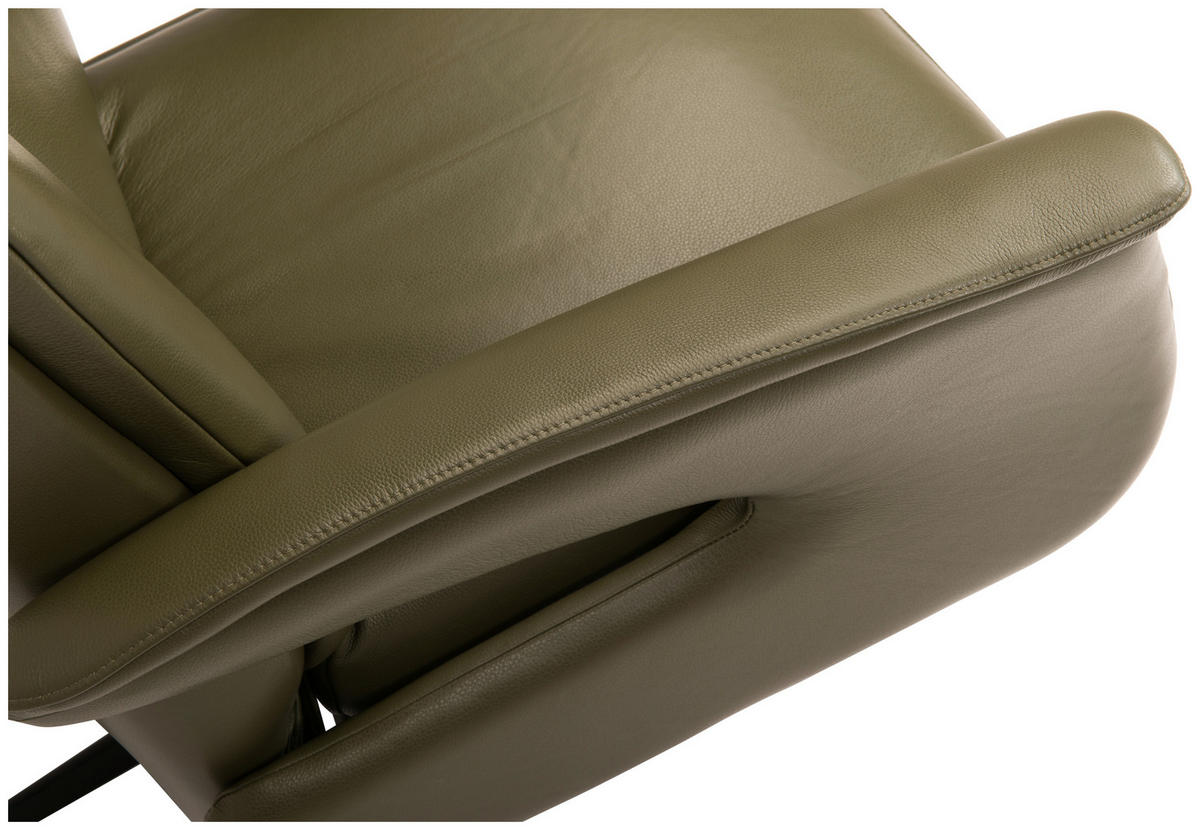 RELAXSESSEL in Leder Dunkelgrün  - Chromfarben/Dunkelgrün, Design, Leder/Metall (78/108/89cm) - Welnova