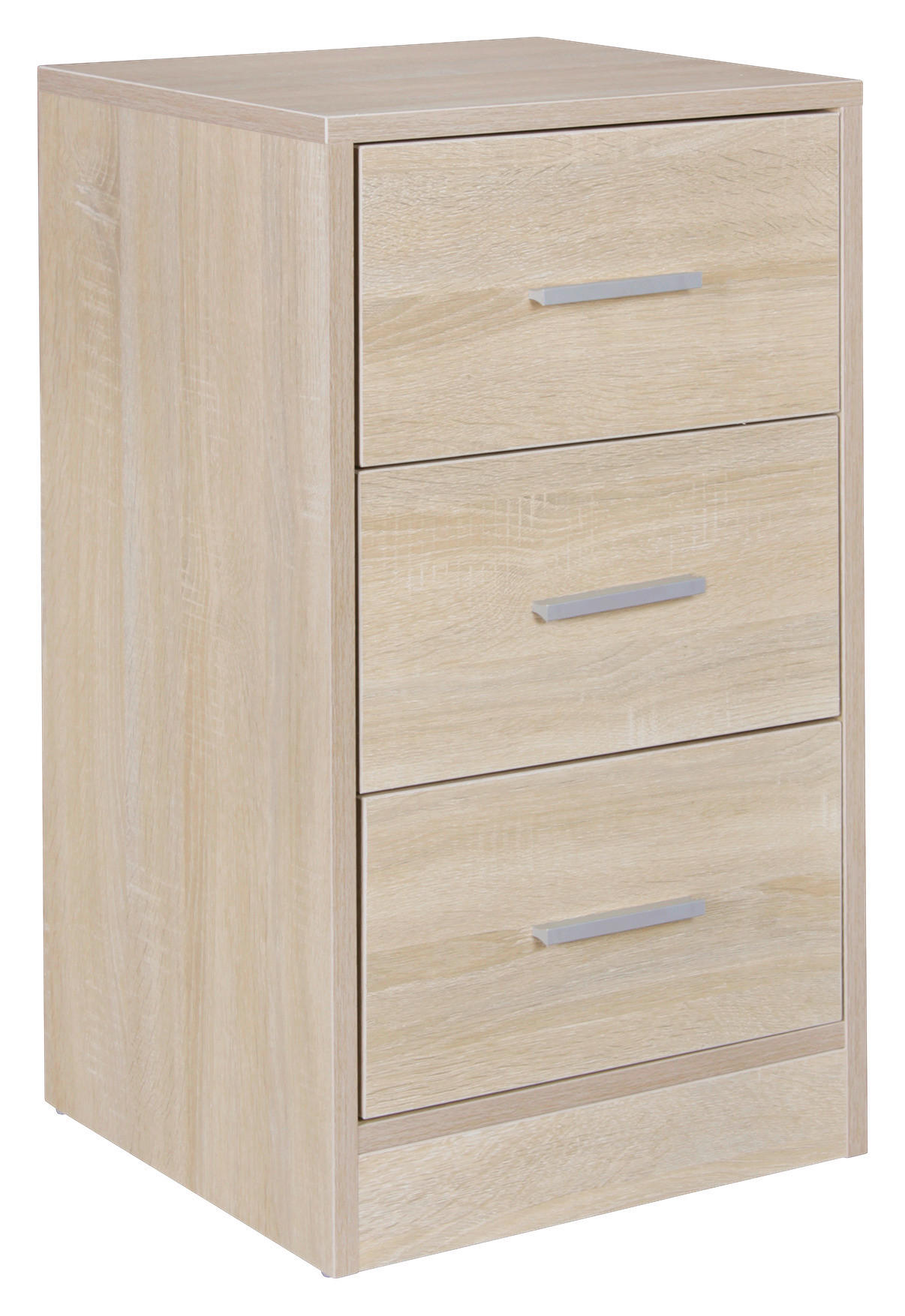 NACHTSCHRANK 37/68/35 cm  - Eichefarben/Silberfarben, KONVENTIONELL, Holzwerkstoff/Kunststoff (37/68/35cm) - MID.YOU
