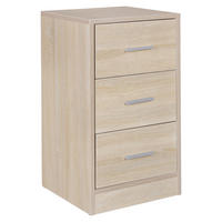 NACHTSCHRANK 37/68/35 cm  - Eichefarben/Silberfarben, KONVENTIONELL, Holzwerkstoff/Kunststoff (37/68/35cm) - MID.YOU