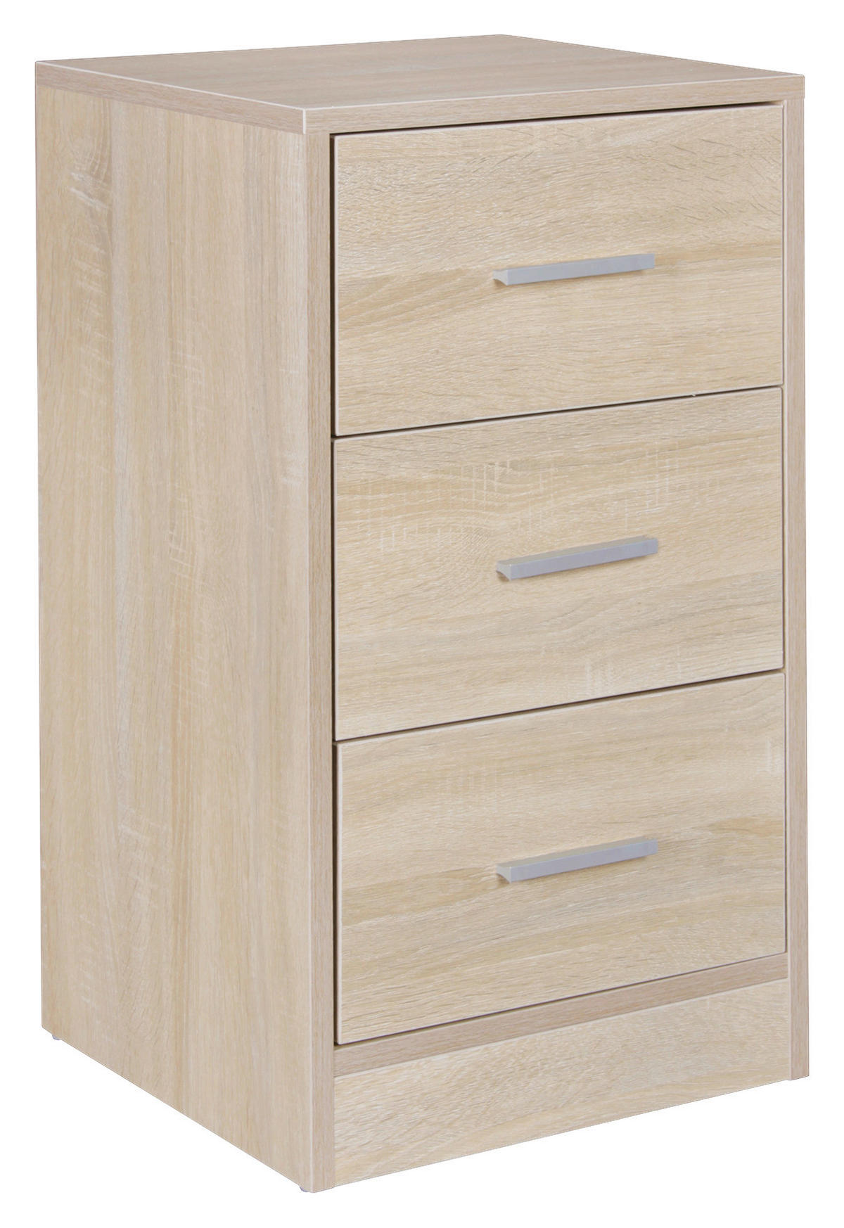 NACHTSCHRANK 37/68/35 cm  - Eichefarben/Silberfarben, KONVENTIONELL, Holzwerkstoff/Kunststoff (37/68/35cm) - MID.YOU