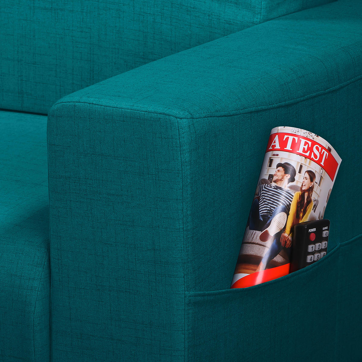 ECKSOFA in Textilgeflecht Petrol  - Wengefarben/Petrol, Design, Holz/Textil (257/174cm) - Livetastic