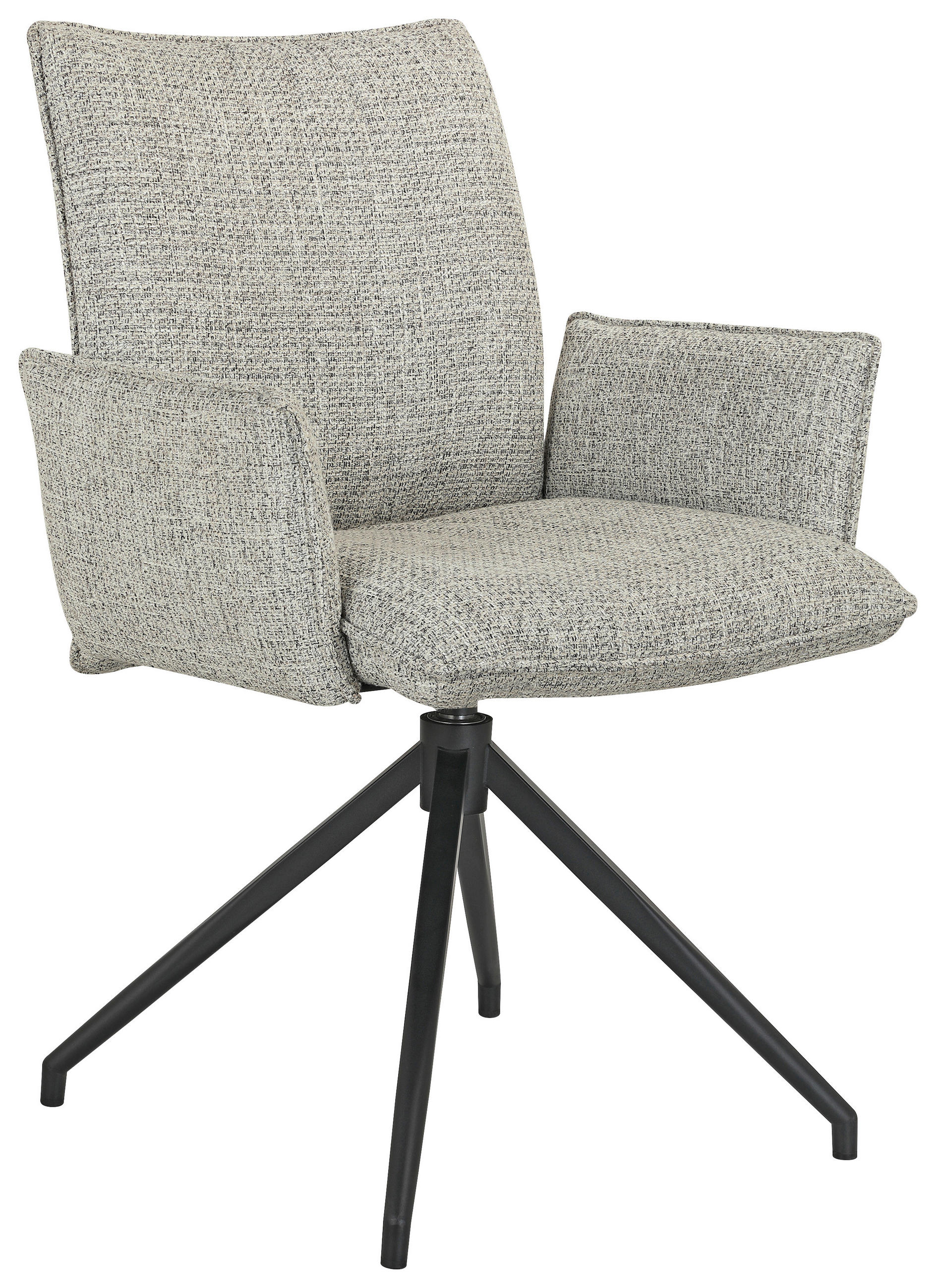 ARMLEHNSTUHL  Sitzfläche 360° drehbar, automatische Rückholfunktion Webstoff  Schwarz, Beige  - Beige/Schwarz, Design, Textil/Metall (60,5/87/61,5cm) - Novel