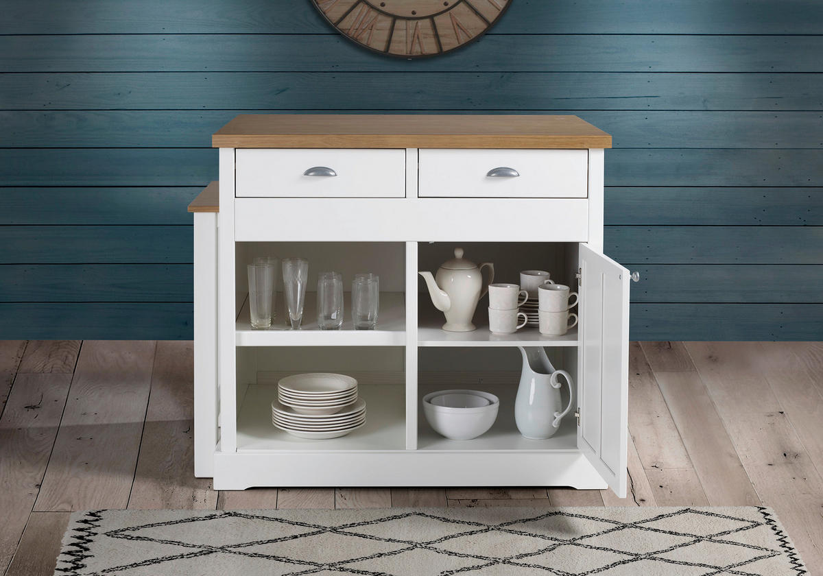 BAR in  - Weiss/Eichefarben, Design, Holz/Holzwerkstoff (103,8/97/76,5cm) - Livetastic