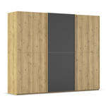 SCHWEBETÜRENSCHRANK 270/223/68 cm 3-türig Schwarz, Eichefarben  - Eichefarben/Schwarz, Design, Glas/Holz (270/223/68cm) - Novel