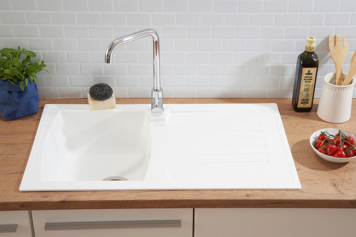 SPÜLE 1712BOSTON86X50W  - Weiß, Trend, Glas/Kunststoff (86/20/50cm) - Respekta