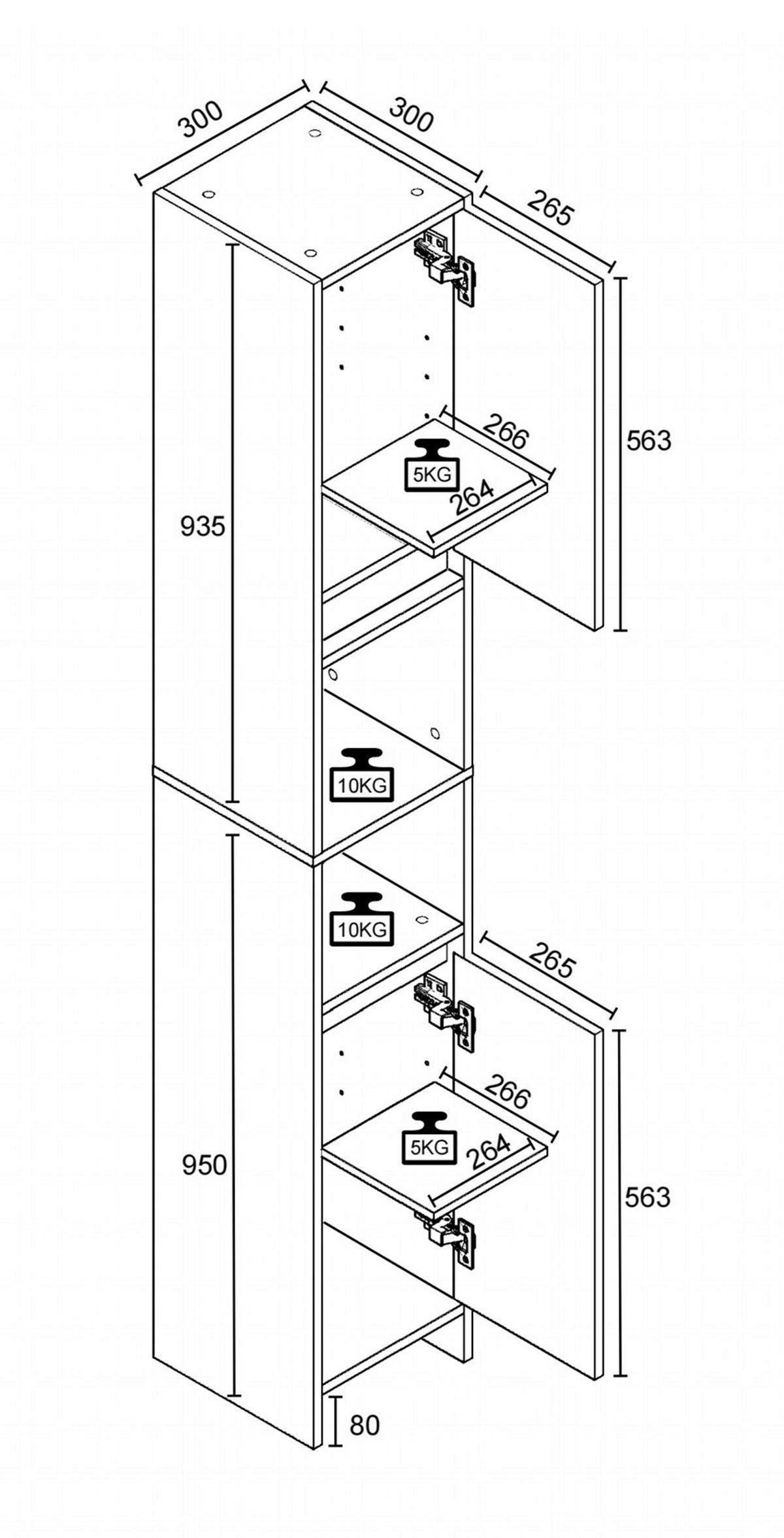 HÖGSKÅP  - vit, Modern, trämaterial (30/189/30cm) - MID.YOU