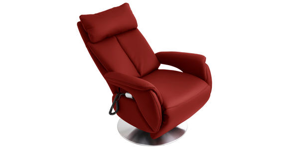 RELAXSESSEL in Leder Rot  - Edelstahlfarben/Rot, KONVENTIONELL, Leder/Metall (78/113/81cm) - Cantus