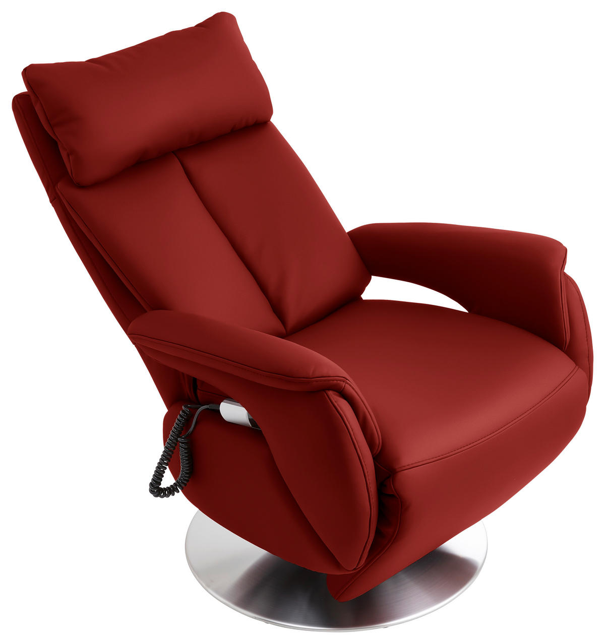 RELAXSESSEL in Leder Rot  - Edelstahlfarben/Rot, Konventionell, Leder/Metall (78/110/81cm) - Cantus