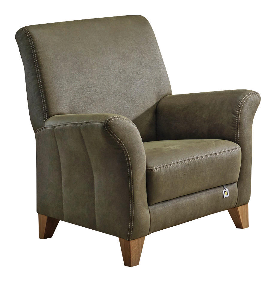SESSEL Lederlook Dunkelgrün    - Dunkelgrün/Beige, ROMANTIK / LANDHAUS, Holz/Textil (86/96/87cm) - Landscape