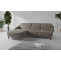 ECKSOFA BLUES V Haselnussfarben Mikrofaser  - Schwarz/Haselnussfarben, MODERN, Textil/Metall (191/271cm) - Sit & More