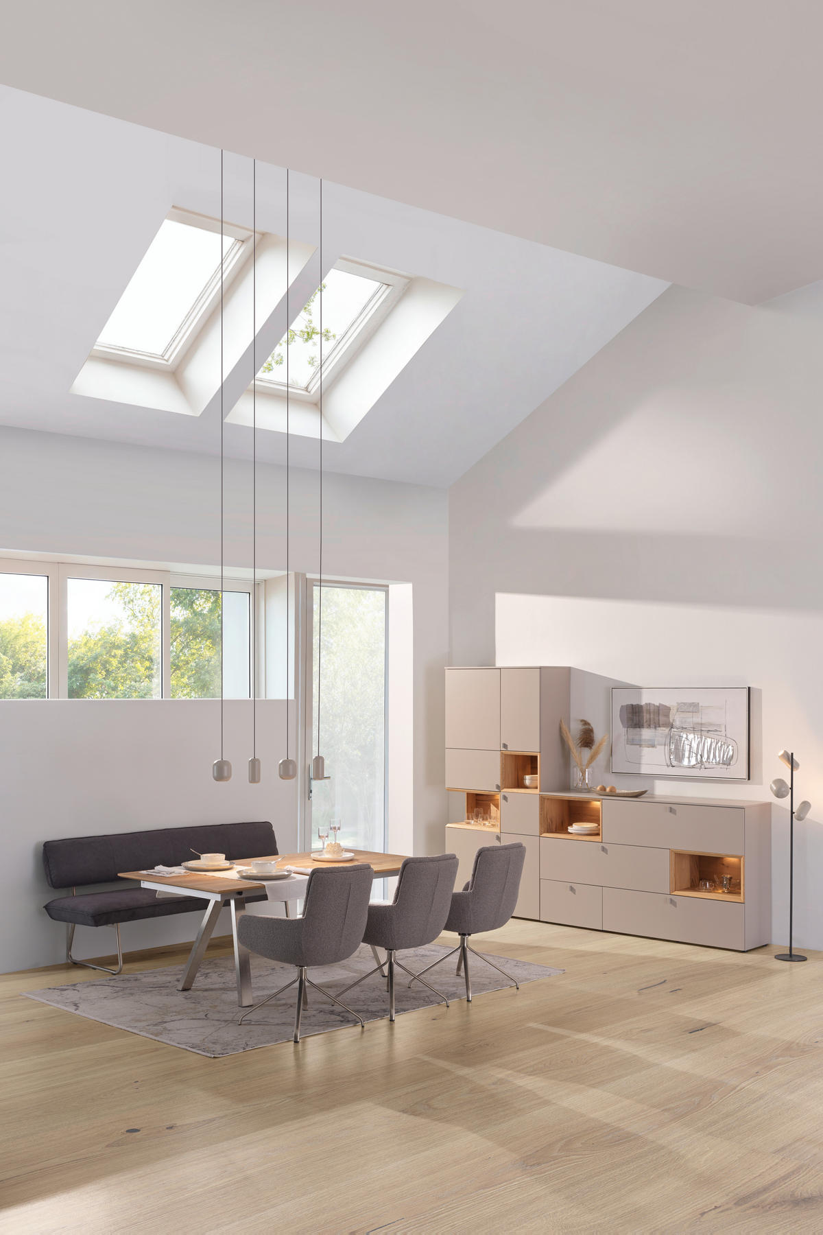 ESSTISCH Eiche furniert rechteckig Eichefarben, Edelstahlfarben  - Edelstahlfarben/Eichefarben, KONVENTIONELL, Holz/Metall (190/100/75cm) - Venjakob