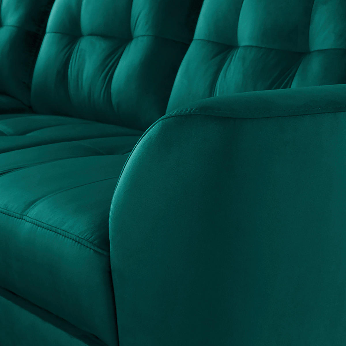 ECKSOFA Petrol Samt  - Buchefarben/Petrol, Design, Holz/Textil (190/236cm) - Livetastic