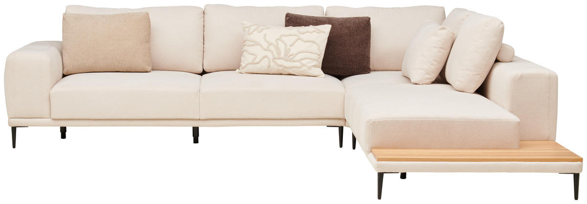 ECKSOFA Naturfarben Leinwand  - Schwarz/Naturfarben, Design, Textil/Metall (318/271cm) - Emilio Belluti