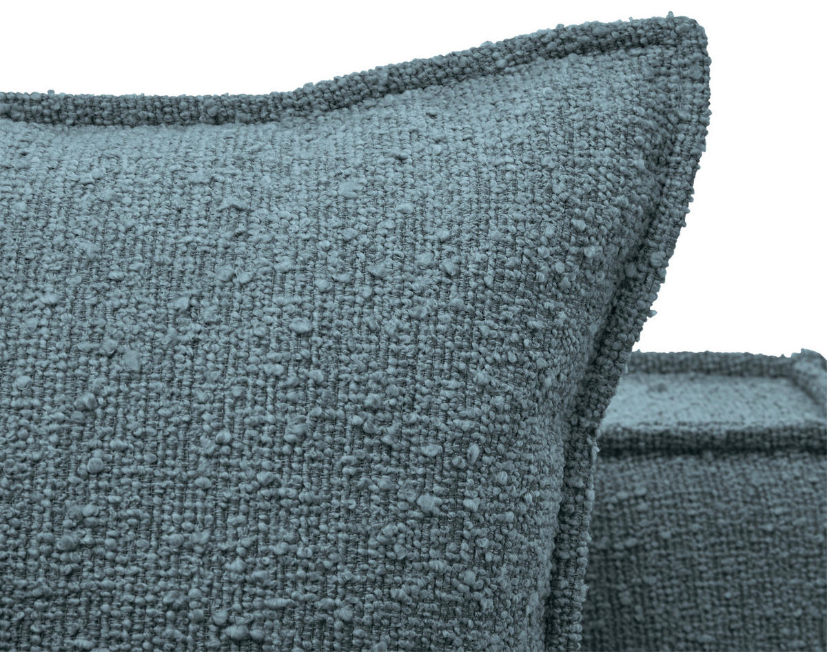 HUSSEN-3-SITZER-SOFA Bouclé Blau  - Blau/Schwarz, Trend, Kunststoff/Textil (227/92/105cm) - Livetastic