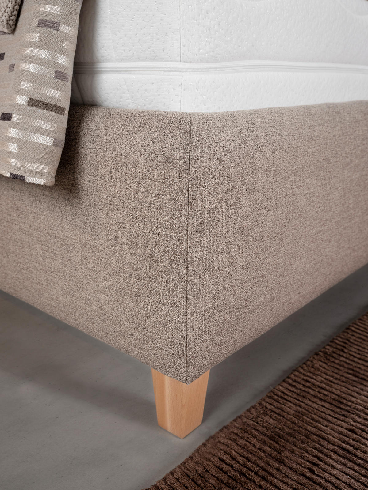 POLSTERBETT 180/200 cm  in Buchefarben, Hellbraun  - Hellbraun/Weiss, Design, Holz/Textil (180/200cm) - Valnatura