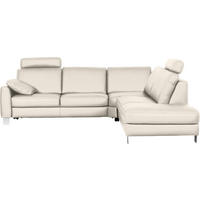 ECKSOFA in Echtleder Creme  - Chromfarben/Beige, KONVENTIONELL, Leder/Metall (272/245cm) - Valdera