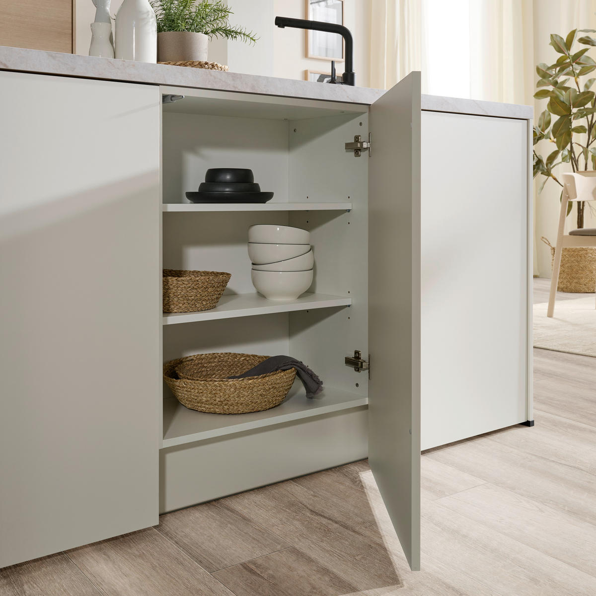 EINBAUKÜCHE 512  - Eichefarben/Schwarz, Basics, Holzwerkstoff/Metall (286cm) - Venda