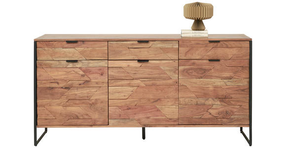 SIDEBOARD 175/86/40 cm  - Schwarz/Akaziefarben, Trend, Holz/Metall (175/86/40cm) - Ambia Home