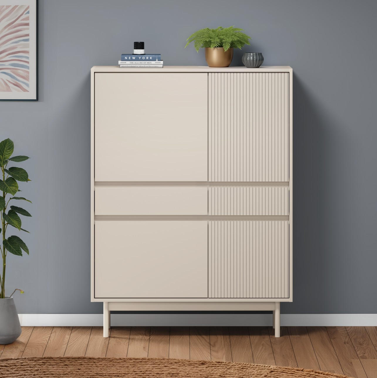 HIGHBOARD Canva  in 102/136/42 cm  - Kaschmir, Design, Holz (102/136/42cm) - Livetastic