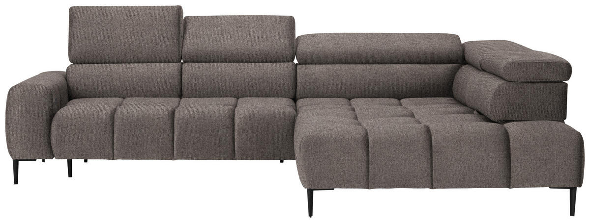 ECKSOFA in Webstoff Greige  - Currygelb/Greige, Design, Textil/Metall (300/216cm) - Welnova