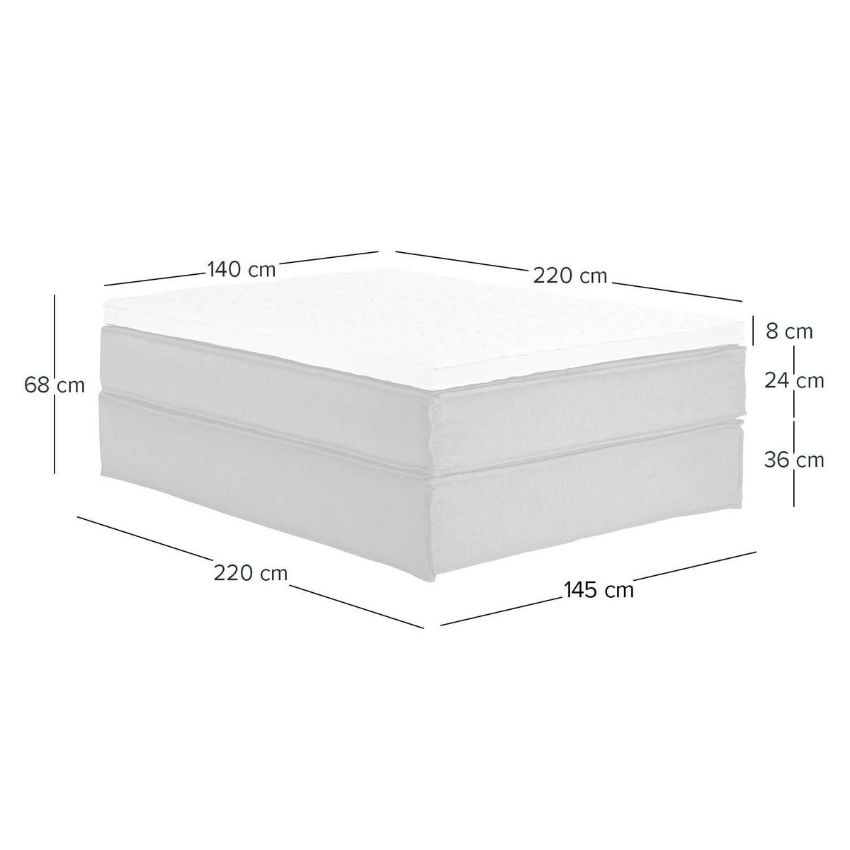 BOXSPRINGBETT 140/220 cm  in Hellgrau  - Hellgrau/Schwarz, Design, Textil (140/220cm) - home24