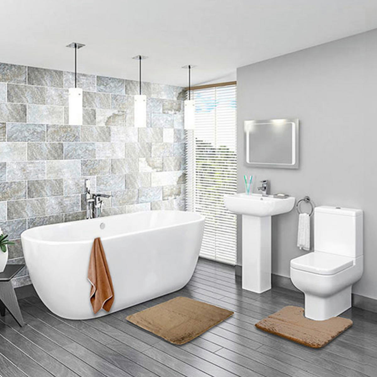 FÜRDŐSZOBASZŐNYEG   taupe   - taupe, Basics, textil (50/2/60cm)