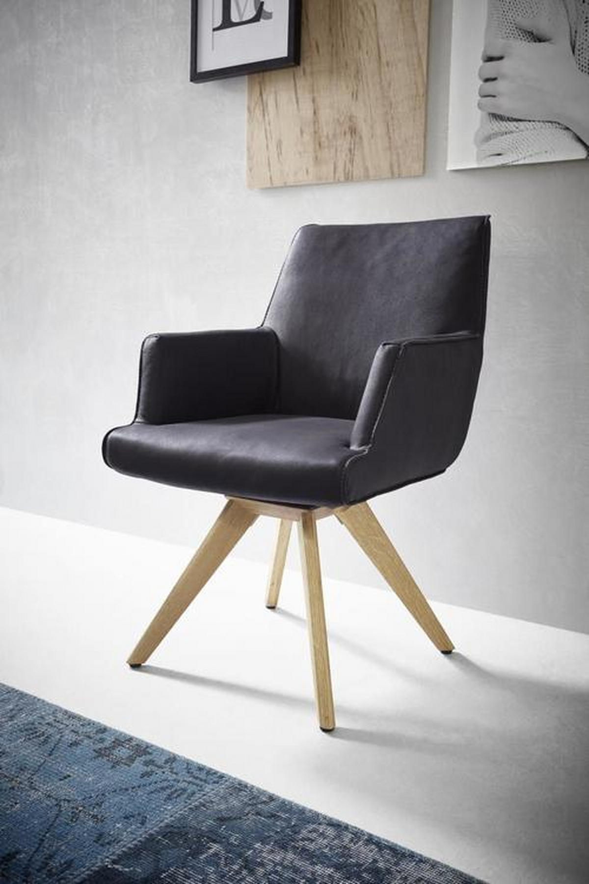 ARMLEHNSTUHL  in Echtleder pigmentiert  - Eichefarben/Dunkelbraun, Design, Leder/Holz (64/93/65cm) - Ambiente