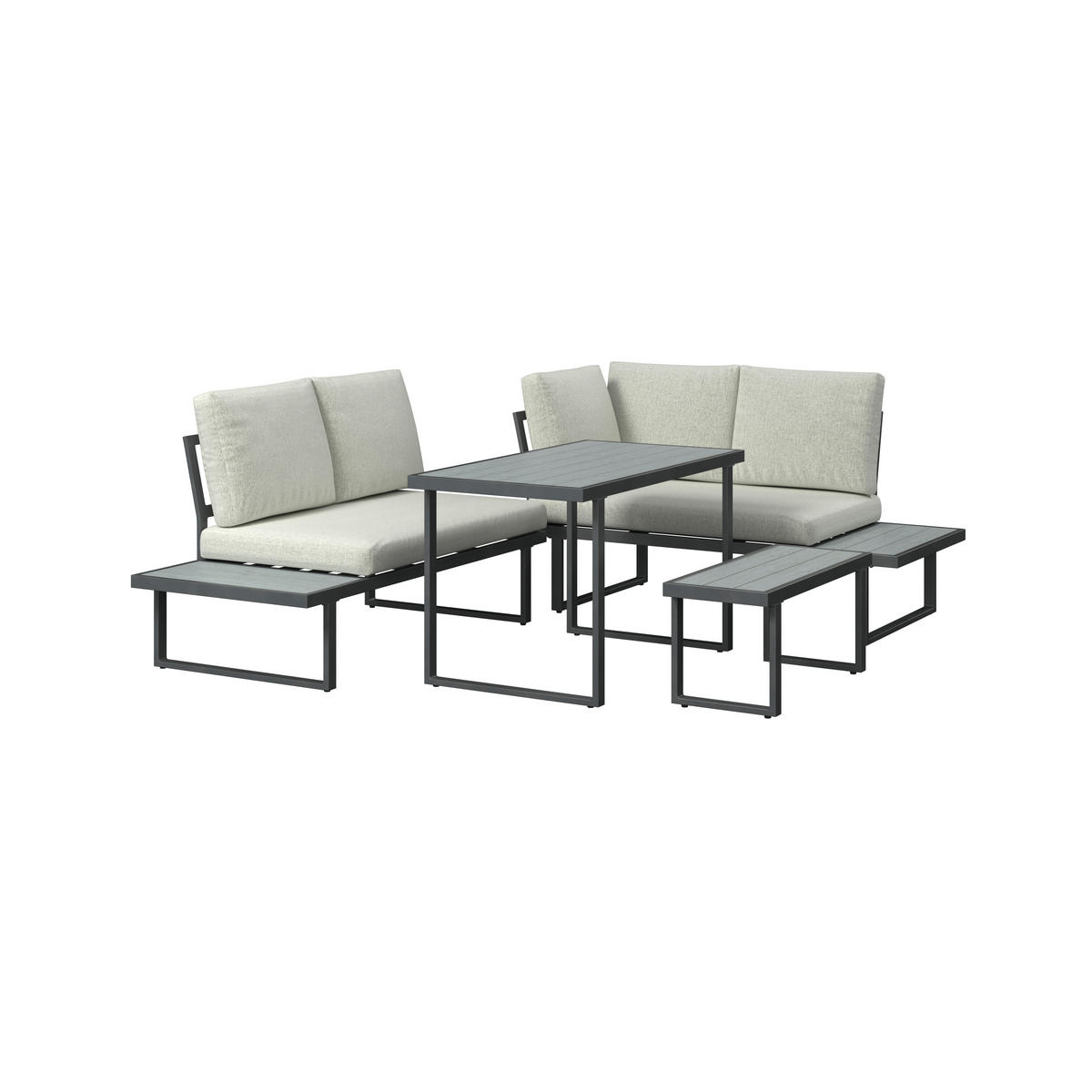 LOUNGE ÉTKEZŐGARNITÚRA 4 részes    - antracit/szürke, Design, műanyag/textil - Ambia Garden