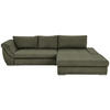 ECKSOFA in Flachgewebe Olivgrün  - Silberfarben/Olivgrün, Design, Textil/Metall (306/174cm) - MID.YOU