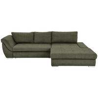 ECKSOFA in Flachgewebe Olivgrün  - Silberfarben/Olivgrün, Design, Textil/Metall (306/174cm) - MID.YOU