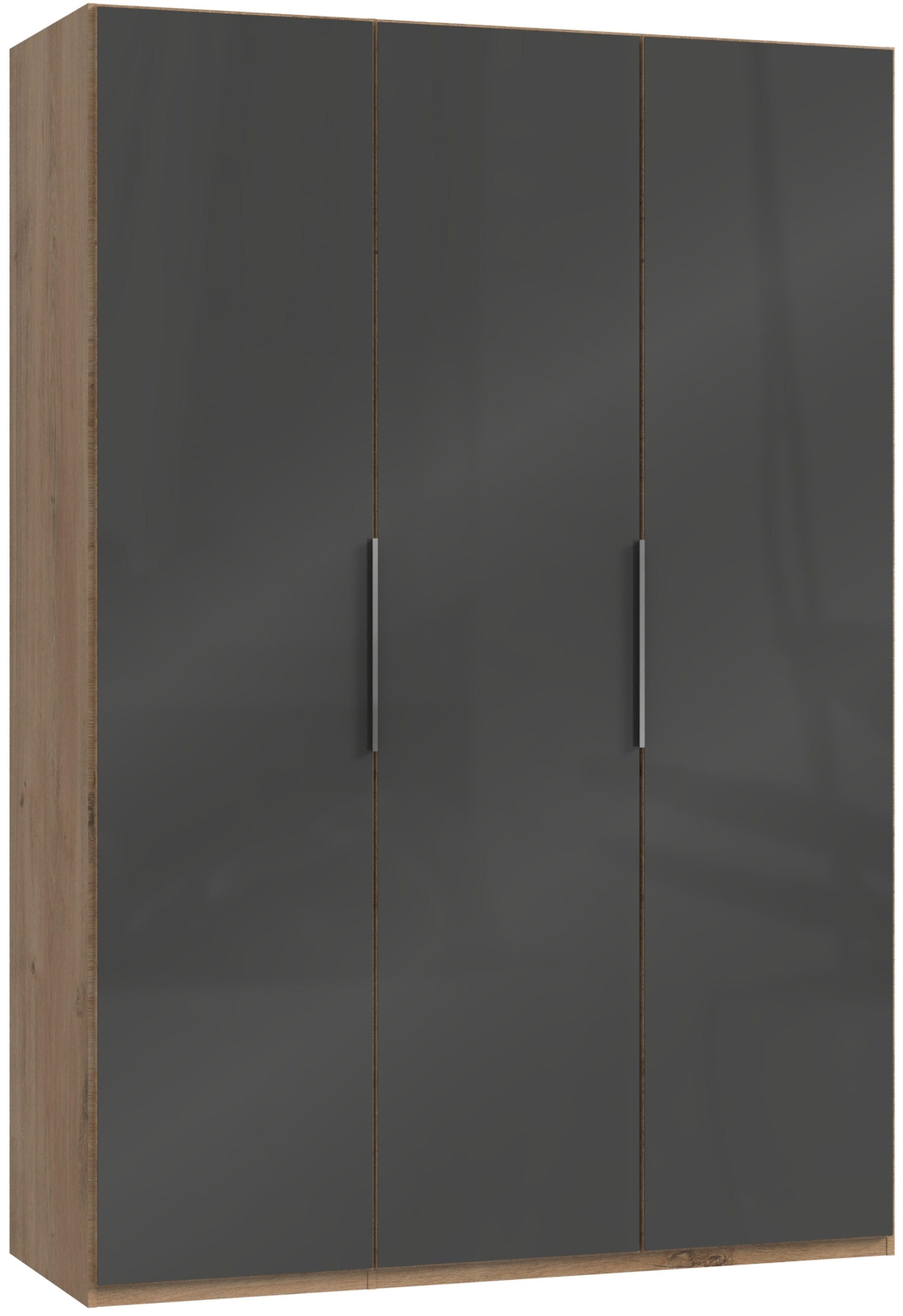 DREHTÜRENSCHRANK 3-türig Grau, Eichefarben  - Chromfarben/Eichefarben, MODERN, Holzwerkstoff/Metall (150/216/58cm) - MID.YOU