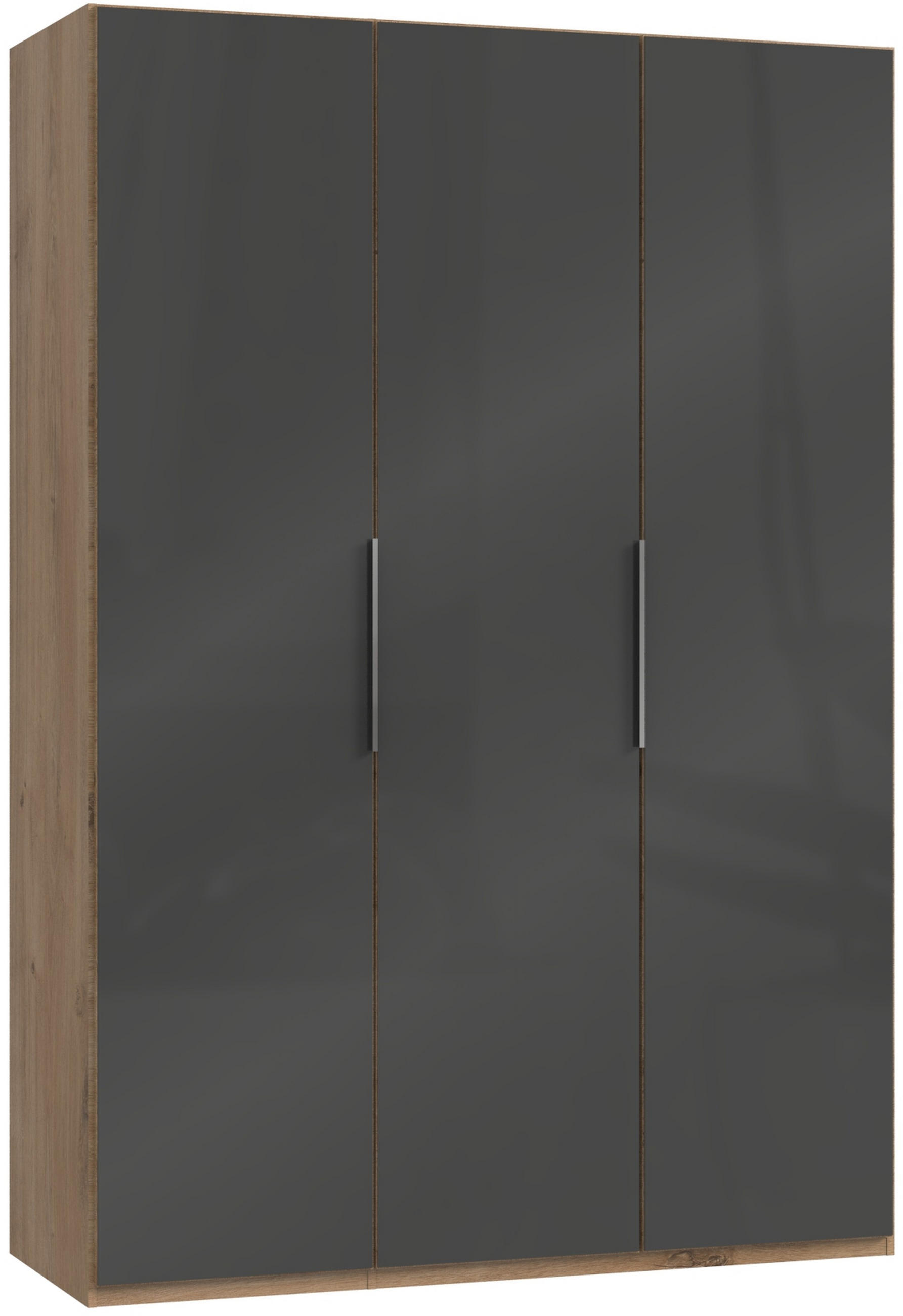 DREHTÜRENSCHRANK in Grau, Eichefarben  - Chromfarben/Eichefarben, Modern, Glas/Holzwerkstoff (150/216/58cm) - MID.YOU