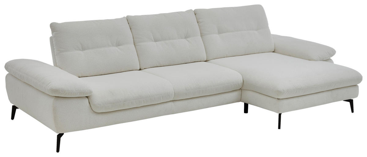 ECKSOFA Flachgewebe Weiss  - Weiss/Schwarz, Design, Textil/Metall (303/168cm) - Valdera