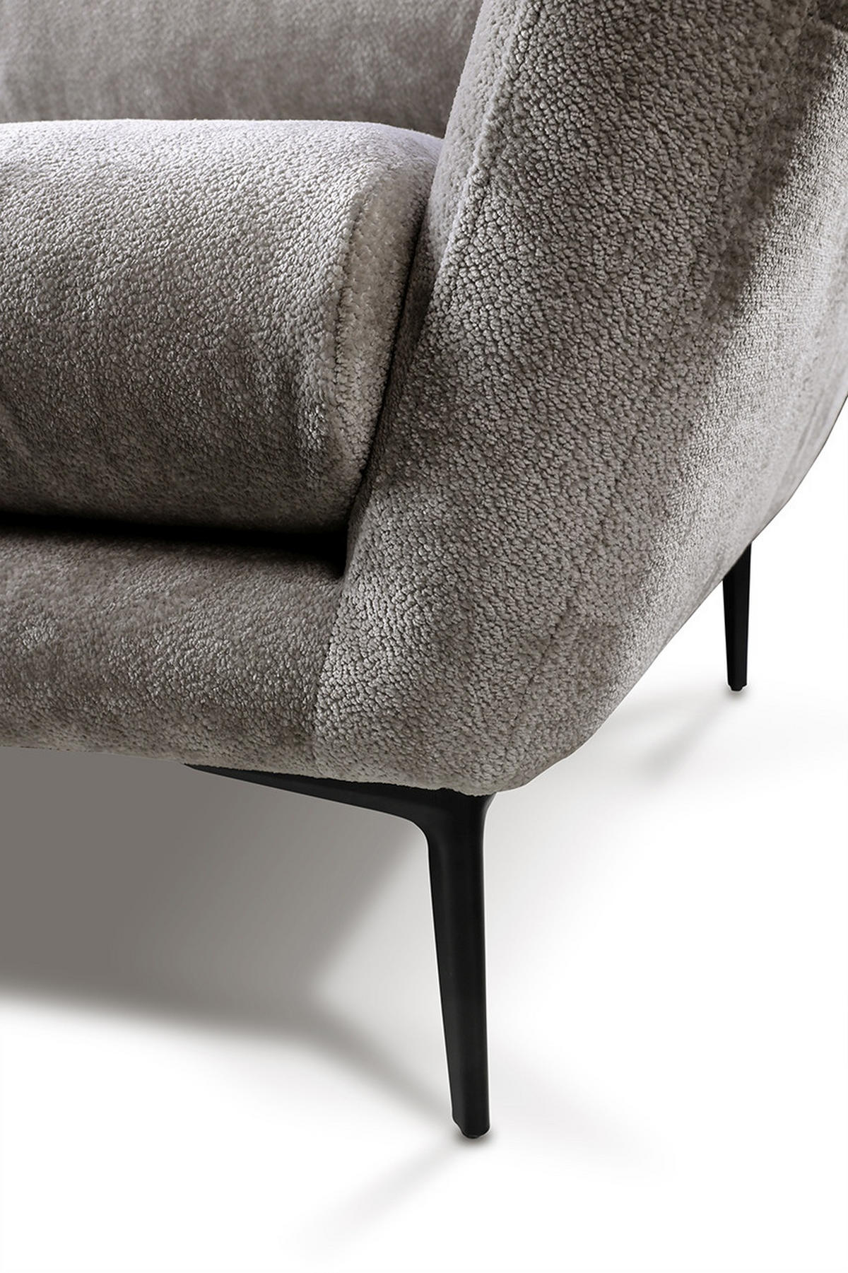 SOFA in Velours Grau  - Schwarz/Grau, Design, Textil/Metall (225/86/95cm) - MID.YOU