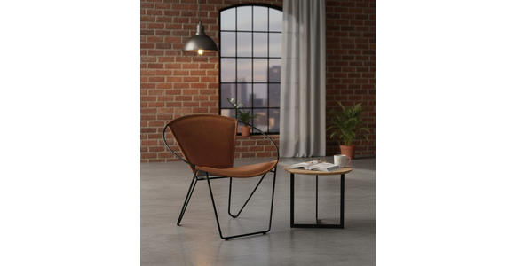 SESSEL in Echtleder Braun, Schwarz  - Schwarz/Braun, LIFESTYLE, Leder/Metall (68/70/62cm) - Landscape