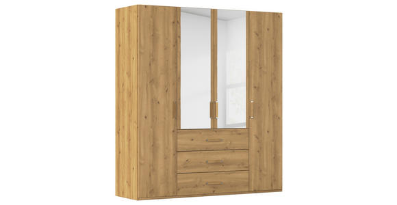 DREHTÜRENSCHRANK  in Eichefarben  - Eichefarben, Design, Glas/Holzwerkstoff (201/223/60cm) - Novel